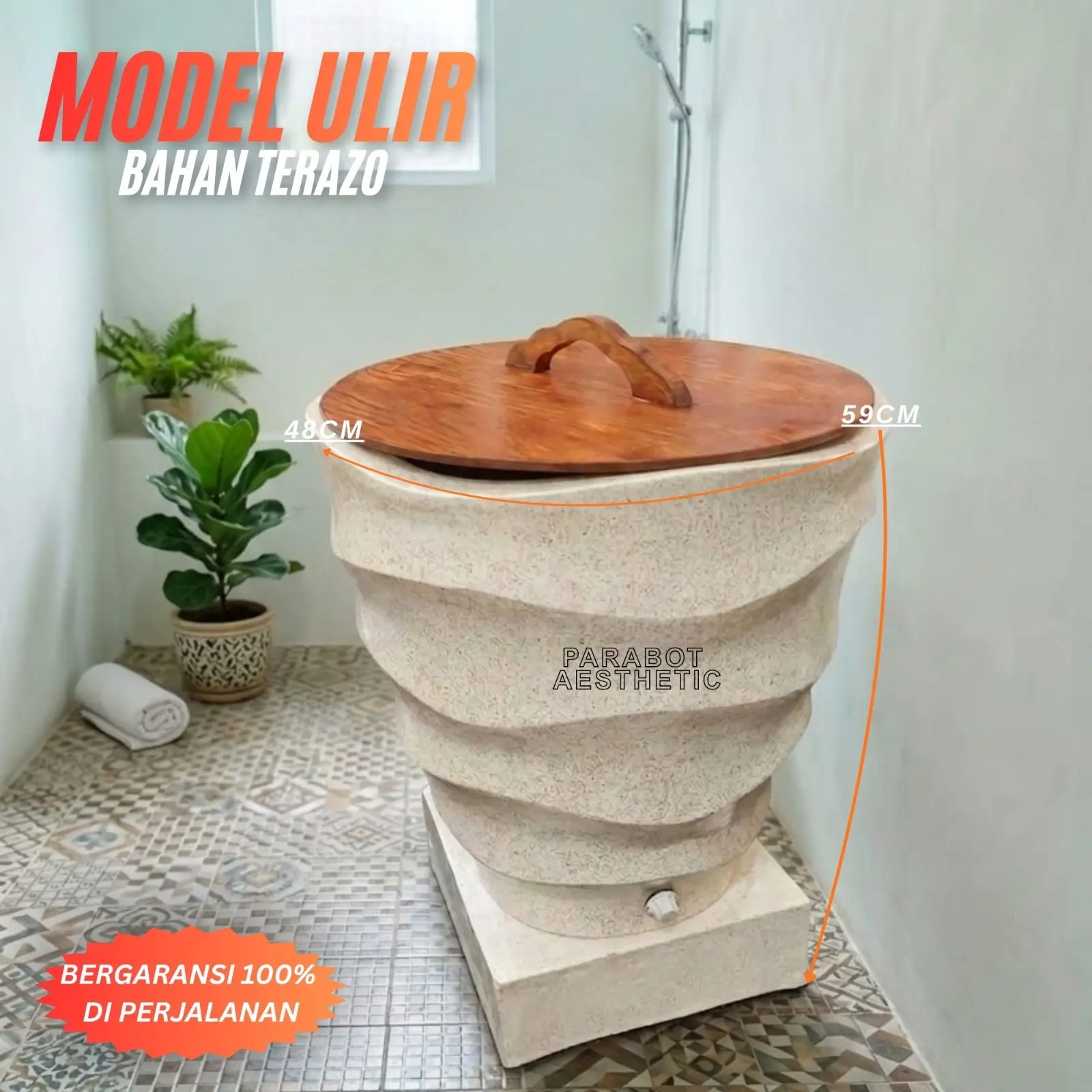 Bak Mandi Aestetick Model Ulir Terazzo (57x48cm)