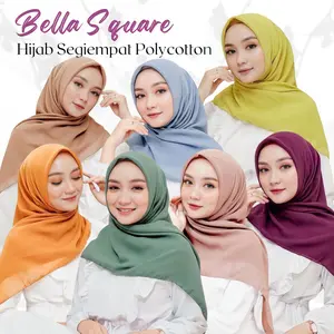 Bella Square Full Warna Hijab Segiempat Double Hycount Kerudung Segi Empat Polycotton
