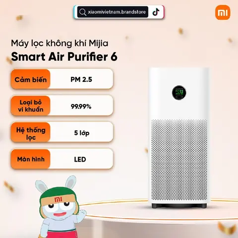 Máy lọc không khí Mijia Smart Air Purifier 6 - Hệ thống lọc composite 5 lớp - Diện tích lọc hiệu quả 29–50 m²
