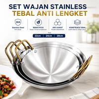 Gambar COD Wajan Motif Mini stainless Gold/Penggorengan Motif Mini Stainless Gold/Panci besi tempa buatan tangan kuno bertelinga ganda untuk koki hotel dengan panci masak rumah tangga alas bulat wajan penggorengan tumis komersial tanpa lapisan/wajanA - Silver 22 CM wajan dari LYBH OFFICIAL STORE Kab. Tangerang 3 Tokopedia