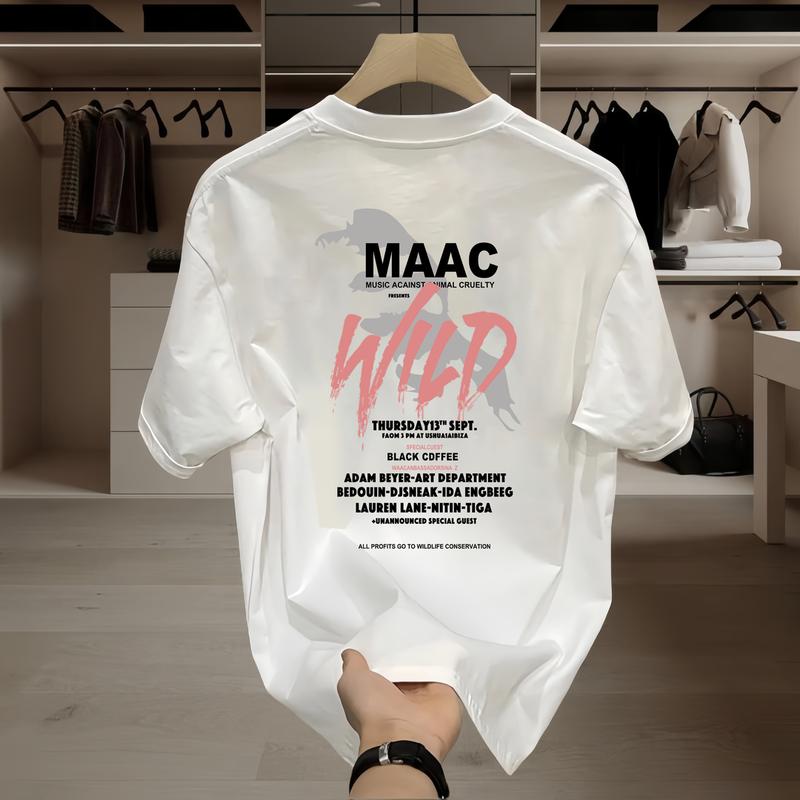 Áo Thun Cho Nam, Hàng Mới Về, In Thường Ngày Thời Trang Mùa Hè 2024, Làm Bằng Bông, ngắn Tay, Áo Cổ Thuyền, MH 1220 Menswear Trắng