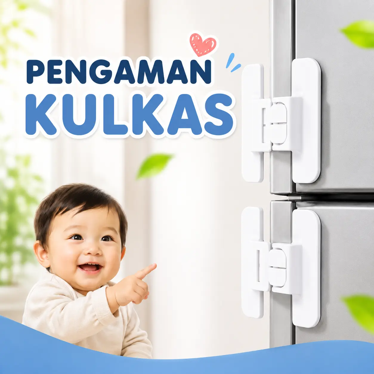 Pengaman Kulkas dan Lemari Safety Pengaman Laci Lemari Safe Lock Pengait Pintu Penahan Kulkas Pengunci Furniture Perlindungan Maksimal Anti-Jepit Multifungs