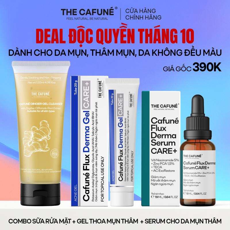 Combo Serum Mụn, Sữa Rửa Mặt, Gel Chấm Mụn The Cafuné Dành Cho Da Mụn 120gram Skincare Chăm Sóc Da Làm Đẹp Da