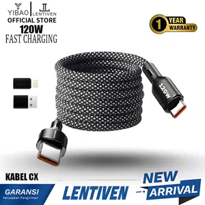 YIBAO LENTIVEN 120W Kabel Data Fast Charging Dengan Magnetic Micro usb Type C TO Type C Cable FOR iPhone ios usb Android Cable Data CX