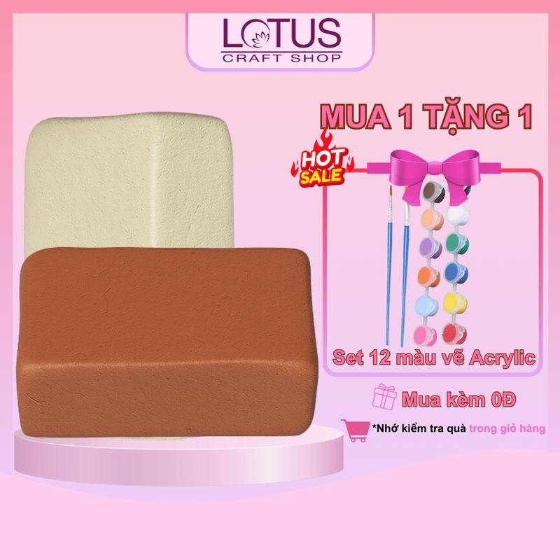 Đất Sét Mỹ Thuật, Đất Sét Tự Khô, Tạo Hình Mẫu, Làm Khuôn, Nặn Trang Trí Theo Ý Muốn, Diy (1kg) - Lotus Craft Shop x Long Vu Chemical [0019]