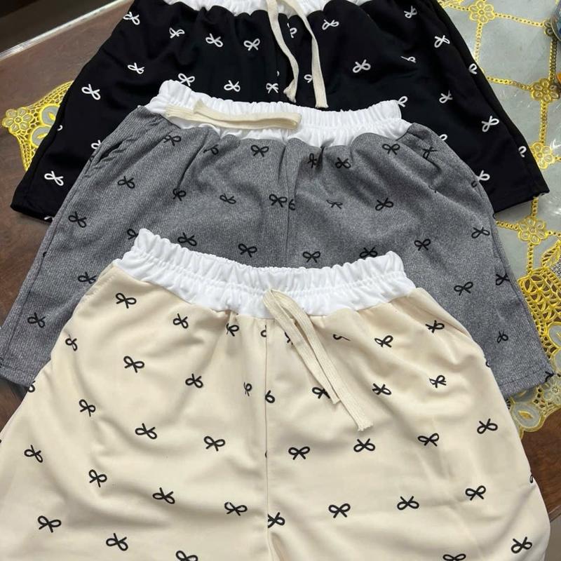 COM Bo 3 Quần SHORT đùi hoạ tiết hình NƠ có túi cạp chun phối vải thun Co giãn 4 chiều. 1