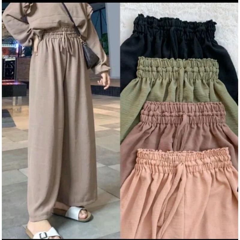 Product Introduction of Celana Kulot Crinckle Premium Jumbo Highwaist AirFlow Jumbo Dan Standard | Kulot Crinkle Air Flow Panjang Dewasa Wanita 1