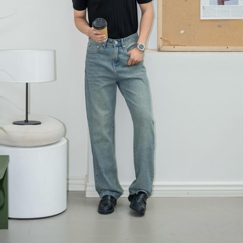 Quần jeans suông nam LarkStudio Relaxed Fit Jeans dáng ống đứng, ống suông rộng nhẹ thoải mái che khuyết điểm, phong cách thời trang nam L06 - Denim Cotton Premium