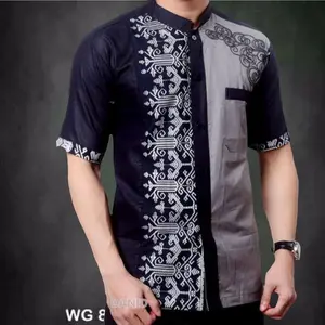 baju koko terbaru lengan pendek bordir Katun Nyaman Dewasa Pria Seragam Muslim