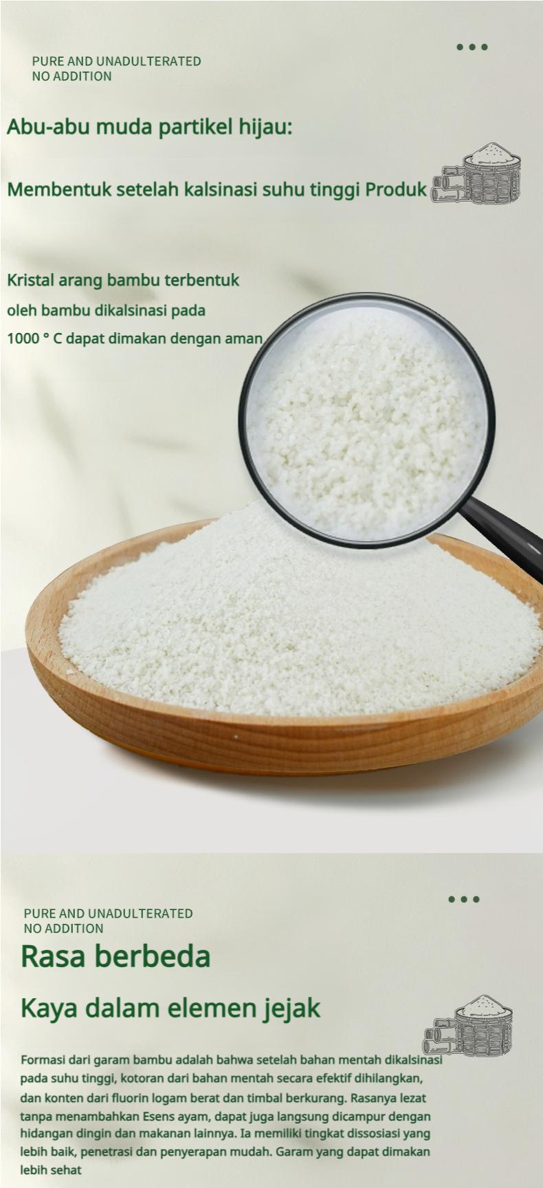 Garam Bambu Panggang Tradisional 800°C, Alami, 0 Aditif, Meningkatkan Rasa dan Kesegaran, Tanpa Zat Anti-penggumpalan, 265g, Cocok untuk Penggunaan di Rumah oleh Usia Menengah dan Lanjut