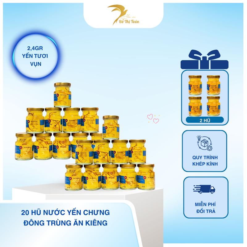 [CFV-KHO DTT] Tổng 24 hũ nước yến chưng (2,4gr yến vụn tươi/hũ) - chọn vị - Yến sào Đỗ Thị Toán 2