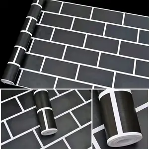 PROMO 1 ROLL Wallpaper Stiker Dinding Ruang Tamu kamar tidur Motif Bata Hitam Dan Motif Marmer Anti air