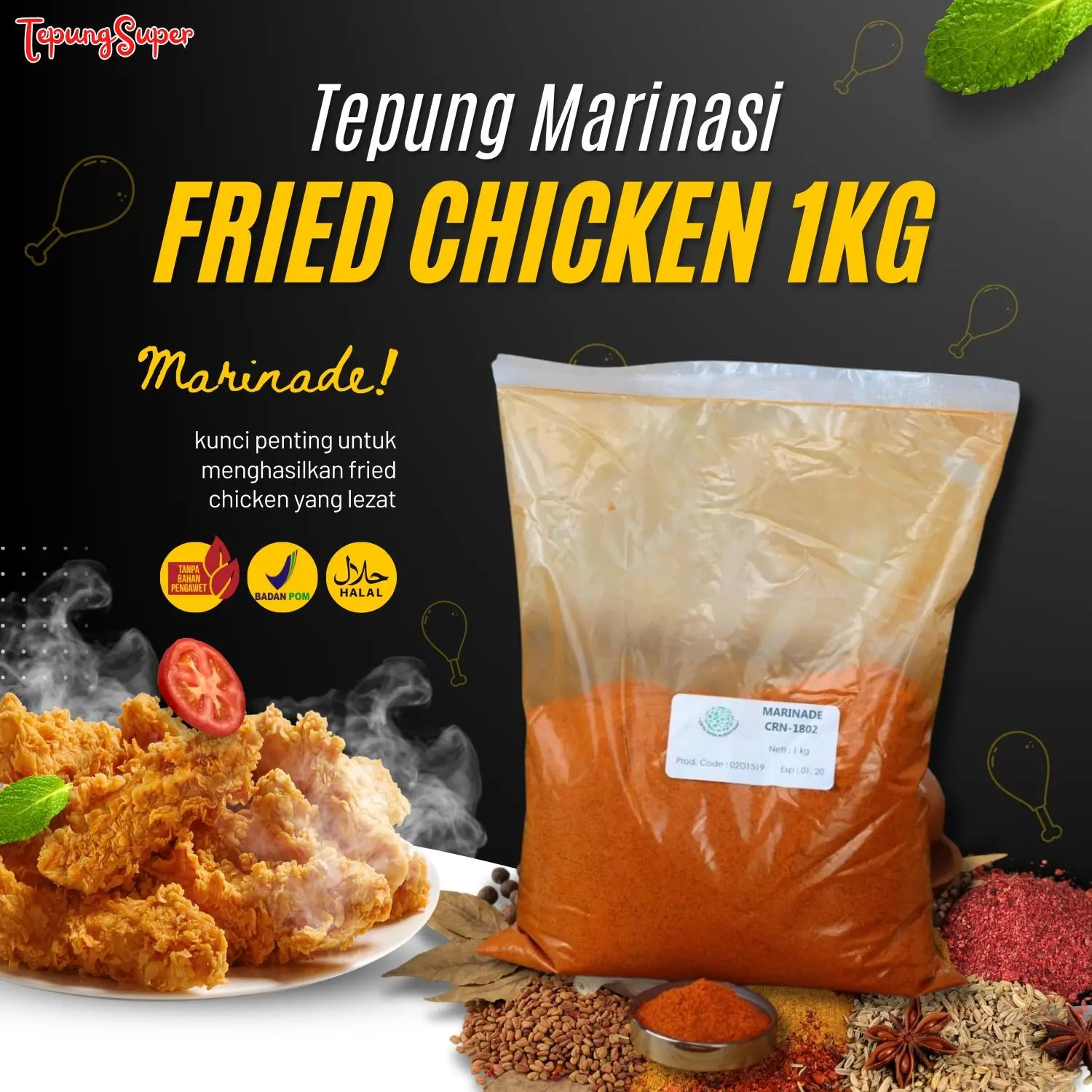 Marinasi ayam/CRN 1802/Tepung Super/ Rasa Bintang 5 Harga Kaki 5