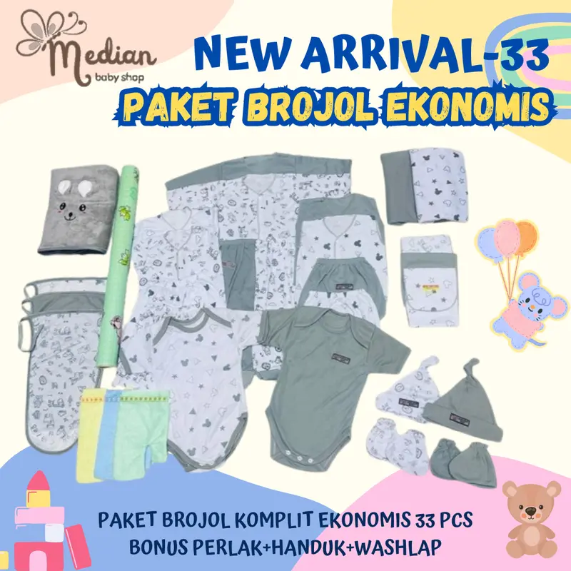 NEW ARRIVAL - PAKET BROJOL 33 Pcs SUPER LENGKAP EKONOMIS Melahirkan Bayi Baru Lahir Set kado Lembut Nyaman 4