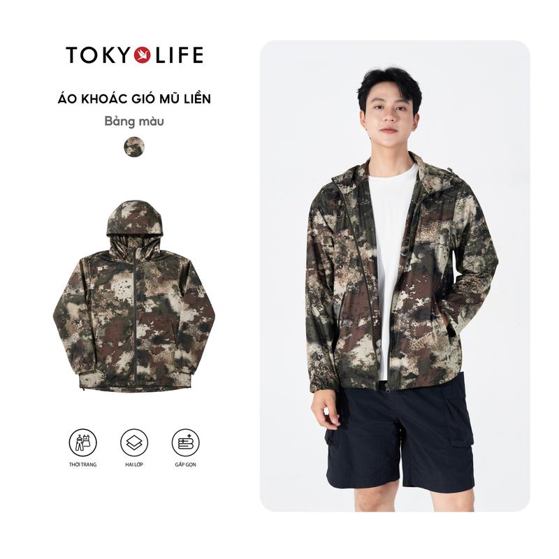 Áo khoác gió Nam 1 lớp mũ liền chống thấm nước cản gió cao cấp I7JCK519L - TOKYOLIFE