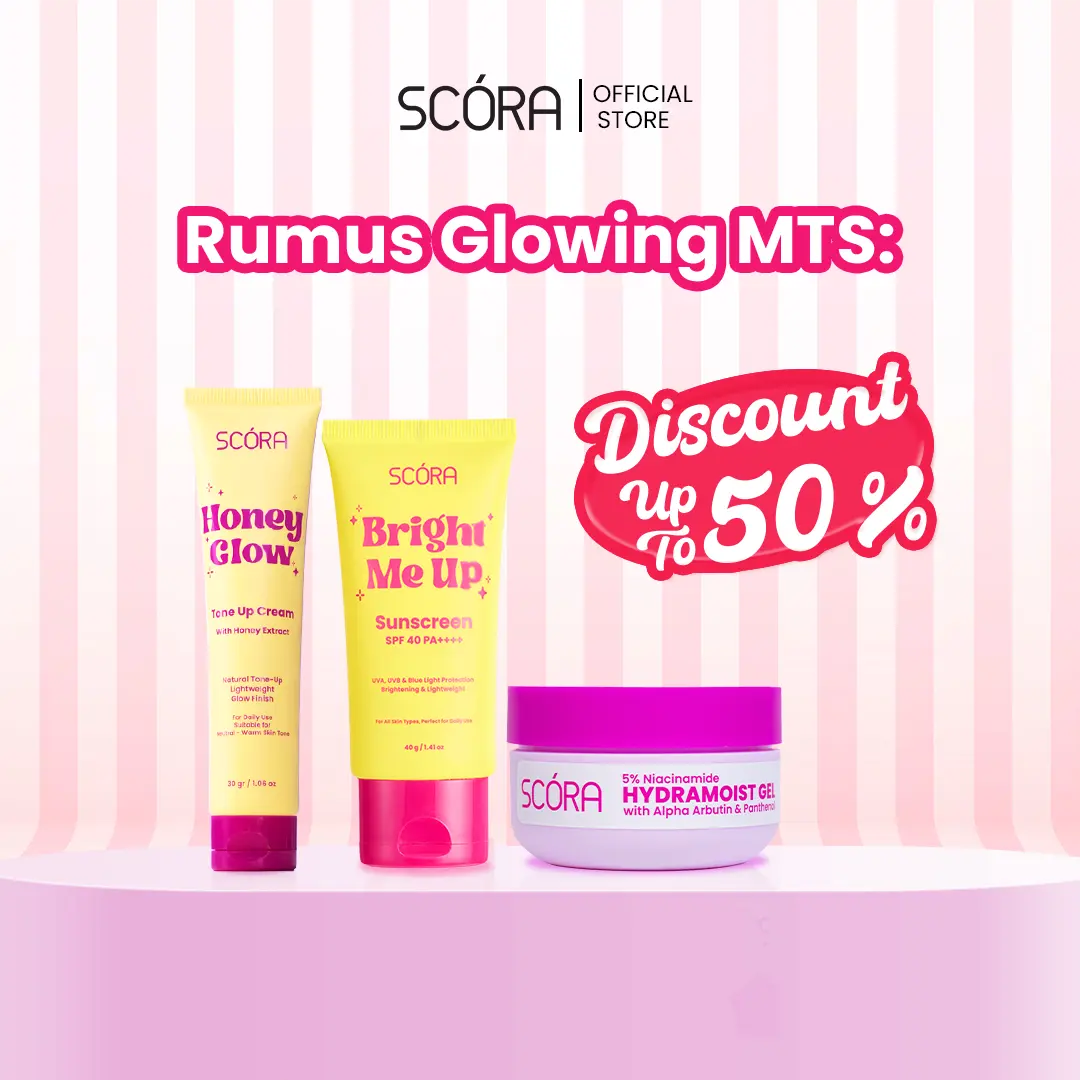 [Hero] RUMUS GLOWING MTS: SCORA Bright Me Up Sunscreen 40 gr + SCORA Tone Up Cream Series 30 gr + SCORA Moisturizer 40 gr