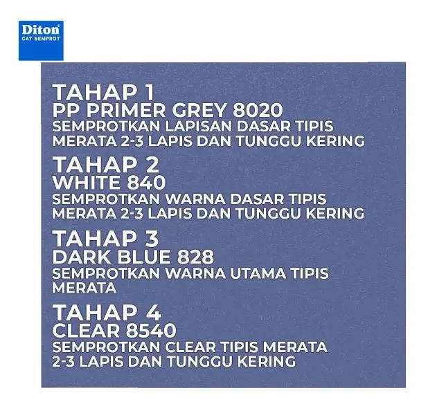 Pilox Diton Dark Blue 828 300ml Warna Biru Gelap Tua Kehitaman Pekat Kilap Mengkilap Glossy Sepeda Motor Mobil 300cc 3