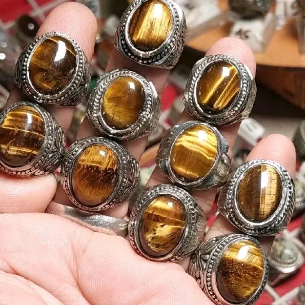 Batu Akik Tiger eye buduri sepah mata harimau dengan ring alpaka super mewah elgan