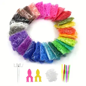 600Pcs Rainbow Rubber Band Loom -DIY Necklace S-clip Girl Rubber Band Bracelet Toys Bracelet Weaving DIY Crafting Tools