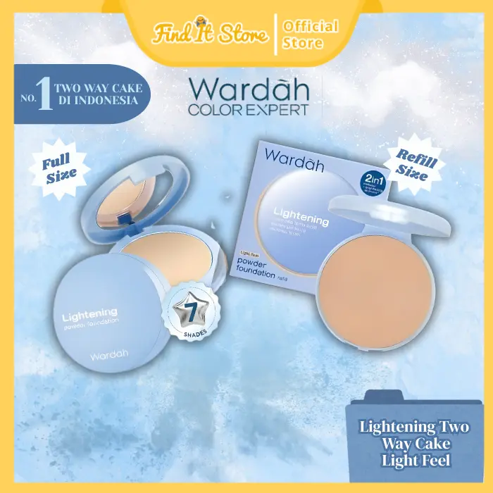 Find It Store - WARDAH Lightening Powder Foundation Light Feel 12g | Two Way Cake | Bedak Padat Ringan Matte