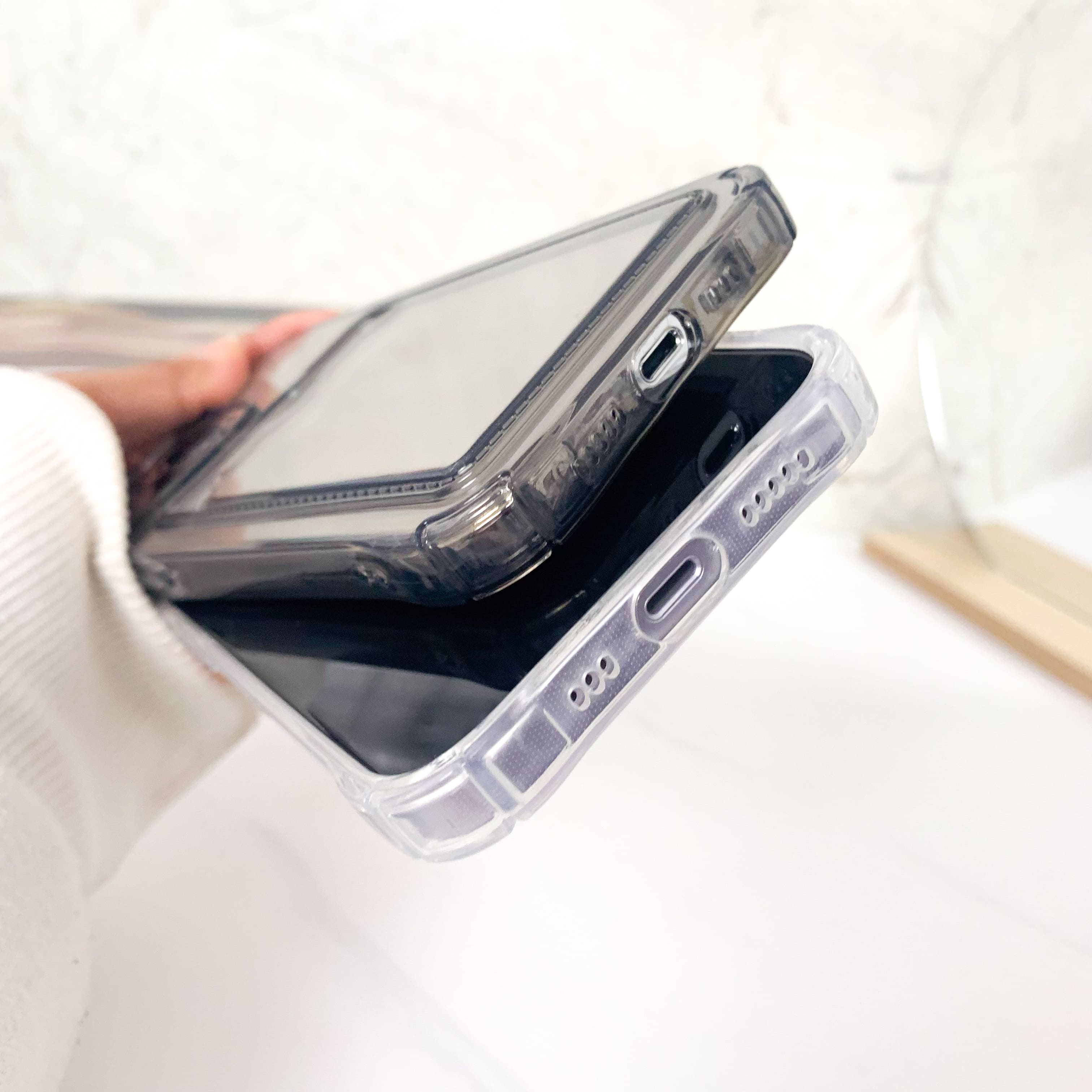 【SatSet.ind】 Transparent Card Case Slot Holder - Soft Case Fullcover for IP  7 8 7+ 8+ X XS XR XSMAX 11 12 13 MINI PRO PROMAX 14 14PLUS 14PRO 14PROMAX 15 black case pink purple Cover Casing Silicon Softcase