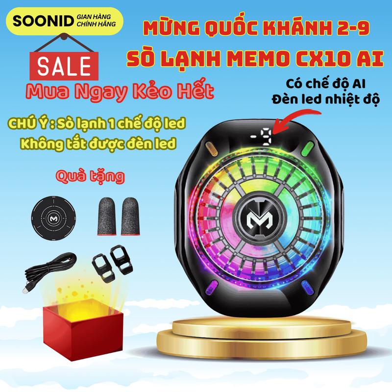  Quạt Tản Nhiệt Điện Thoại Sò Lạnh MEMO CX10 AI – Hiển Thị Nhiệt Độ LED Đèn RGB Làm Mát Cực Nhanh 