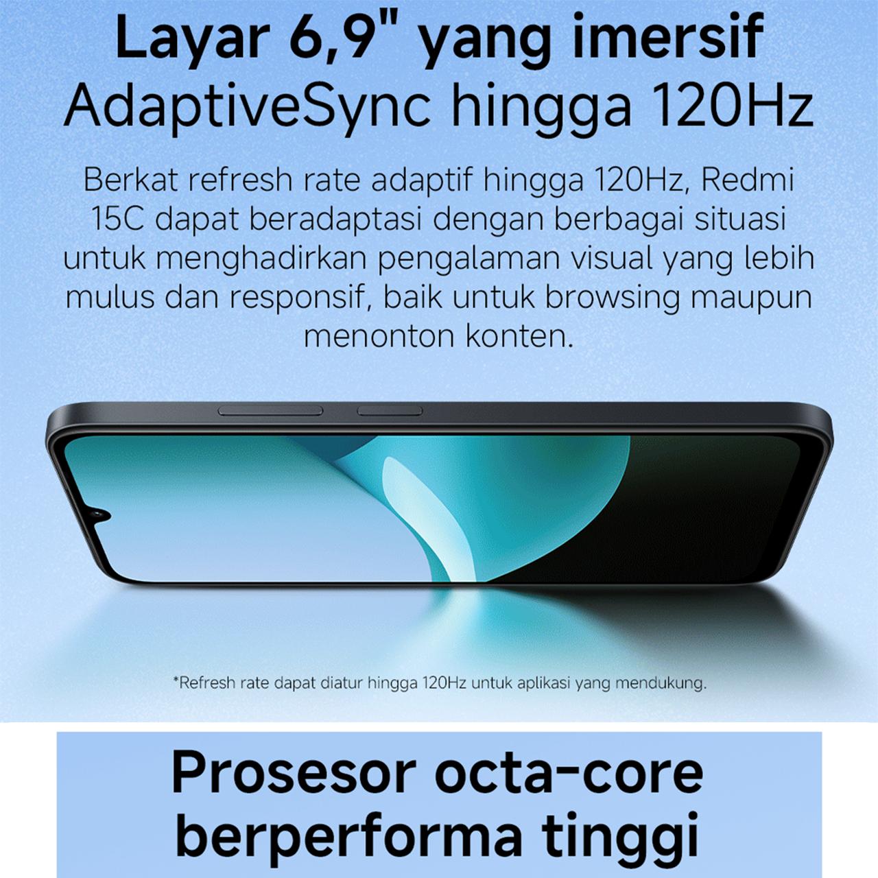 Xiaomi Redmi 15C (6GB/128GB) (8GB/256GB) | Baterai besar 6000mAh dengan pengisian cepat 33W | Desain ramping dan elegan | Layar Imersif 6.9" 120Hz | 50 MP kamera ganda AI [Offical Store]