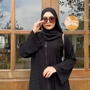 Abaya Dubai Mutiara Sakina Kombinasi Mata Blink Gamis Turkey Umroh Hitam Dress Muslim Wanita Arab Mewah Syari Maxi Bordir Outer Turki Cantik Pesta Motif Gold Gaun Lebaran