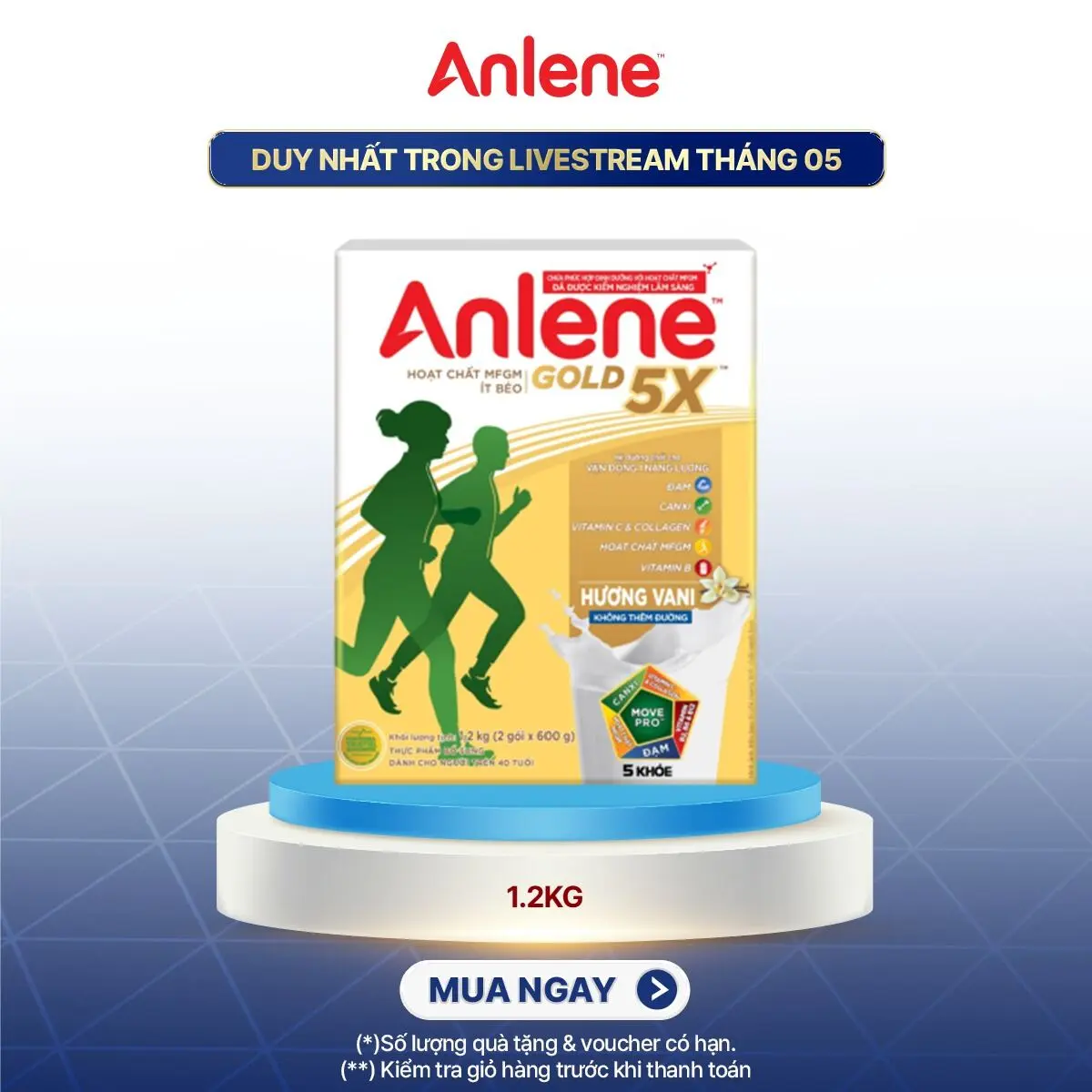 [LS] Hộp Sữa Giấy Anlene 5x 1.2KG Hương Vanilla