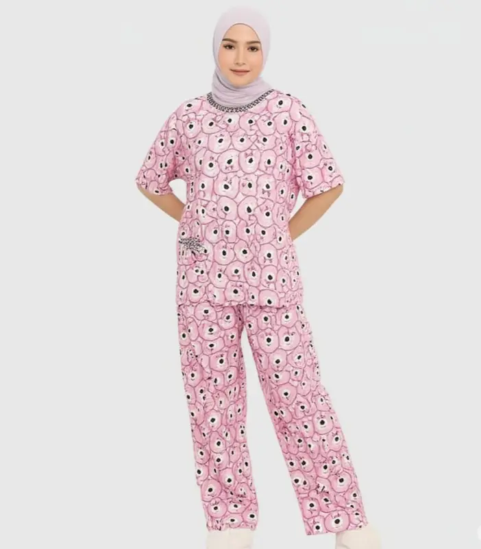 Babydoll Kaos 3in1 Jumbo Piyama model 1 Baju dan 2 celana Gambar Sablon LD 110-120cm 0