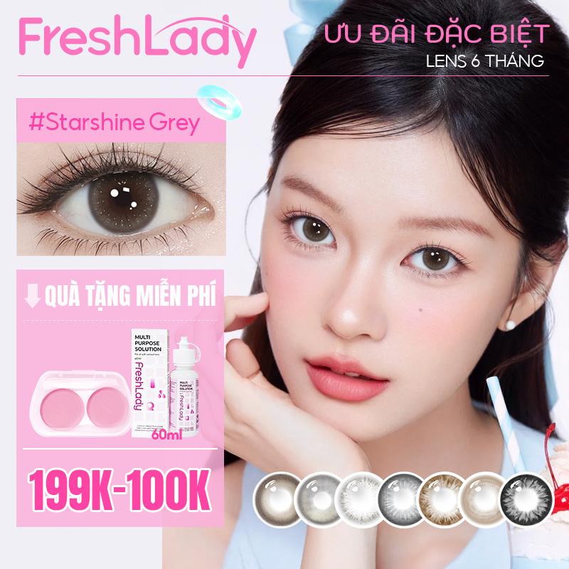 [HOT] Kính áp tròng 14.0-14.5mm 0 độ Freshlady 6 tháng Lens Black Brown Grey COD  nửa năm
