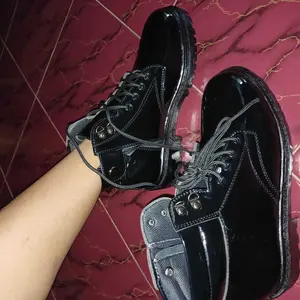 Sepatu PDH Dinas Kerja Security Satpam TNI Polri Menham Kulit Sintetis Kilap & Doff Boots Shoes Pria Fleksibel untuk Kegiatan Kerja Profesional Hitam