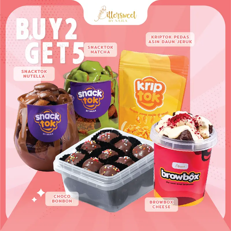 [ FLASH SALE ] ( BAYAR 2 DAPAT 5 ) 2 Snacktok ( nutella + matcha ) + Browbox Cheese + Choco Bonbon + Kriptok Pedas Asin Daun Jeruk [ Best Price ] 8