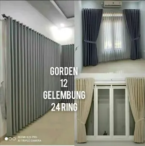 Gorden blackout premium 12 gelombang 24 lubang ring smokring L200xT300cm L200xT250cm L200xT200cm korden jendela minimalis Abu Benang Kain Silver Tali Pintu Hitam Coklat