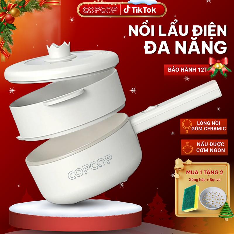  Nồi Lẩu Điện Đa Năng COPCOP Dung Tích 1.8L Tặng kèm khay hấp Với 2 Mức Nhiệt – Tiện Lợi Cho Sinh Viên Văn Phòng” 