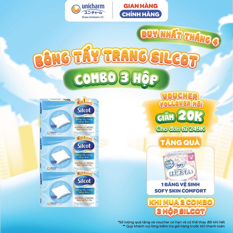 Combo 3 Hộp Bông Tẩy Trang Silcot 82 Miếng/Hộp