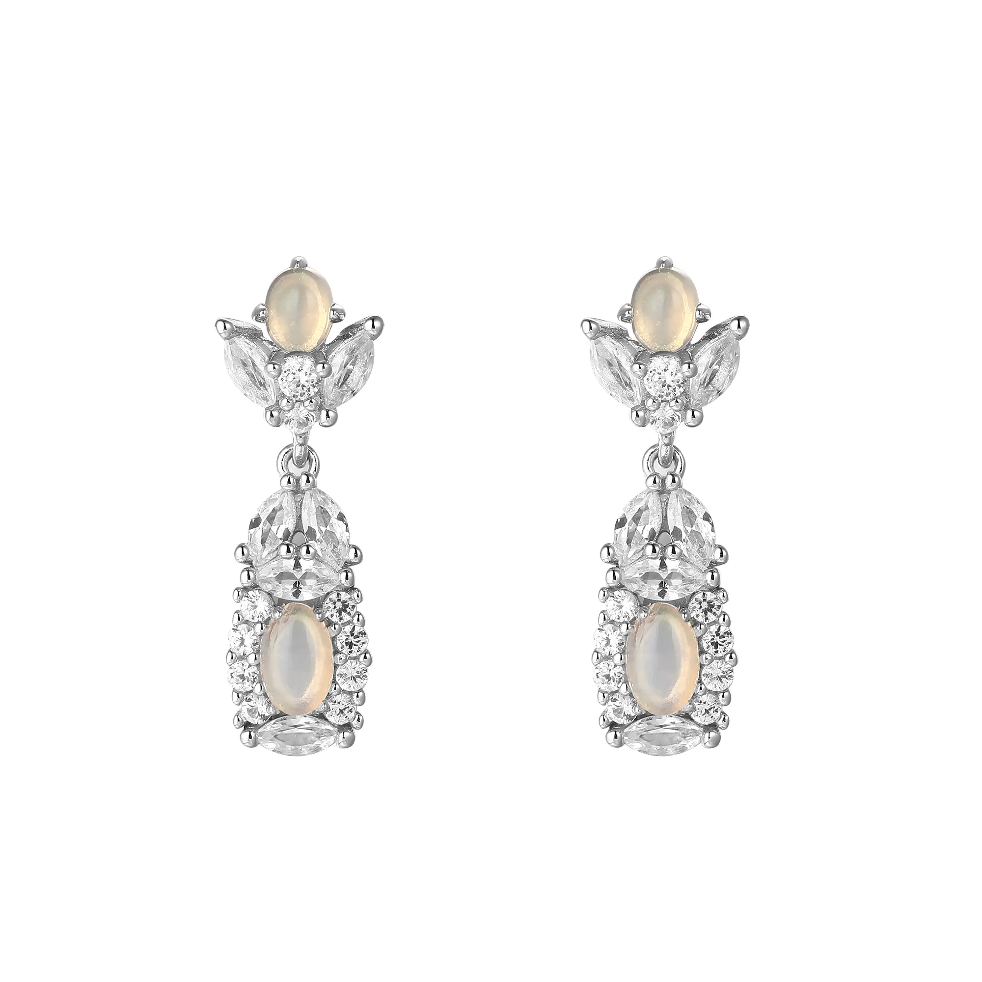 E1001 Natual White Opal Earring 925 Sterling Sliver Rael Gemstone Women Jewelry Birthone Gift
