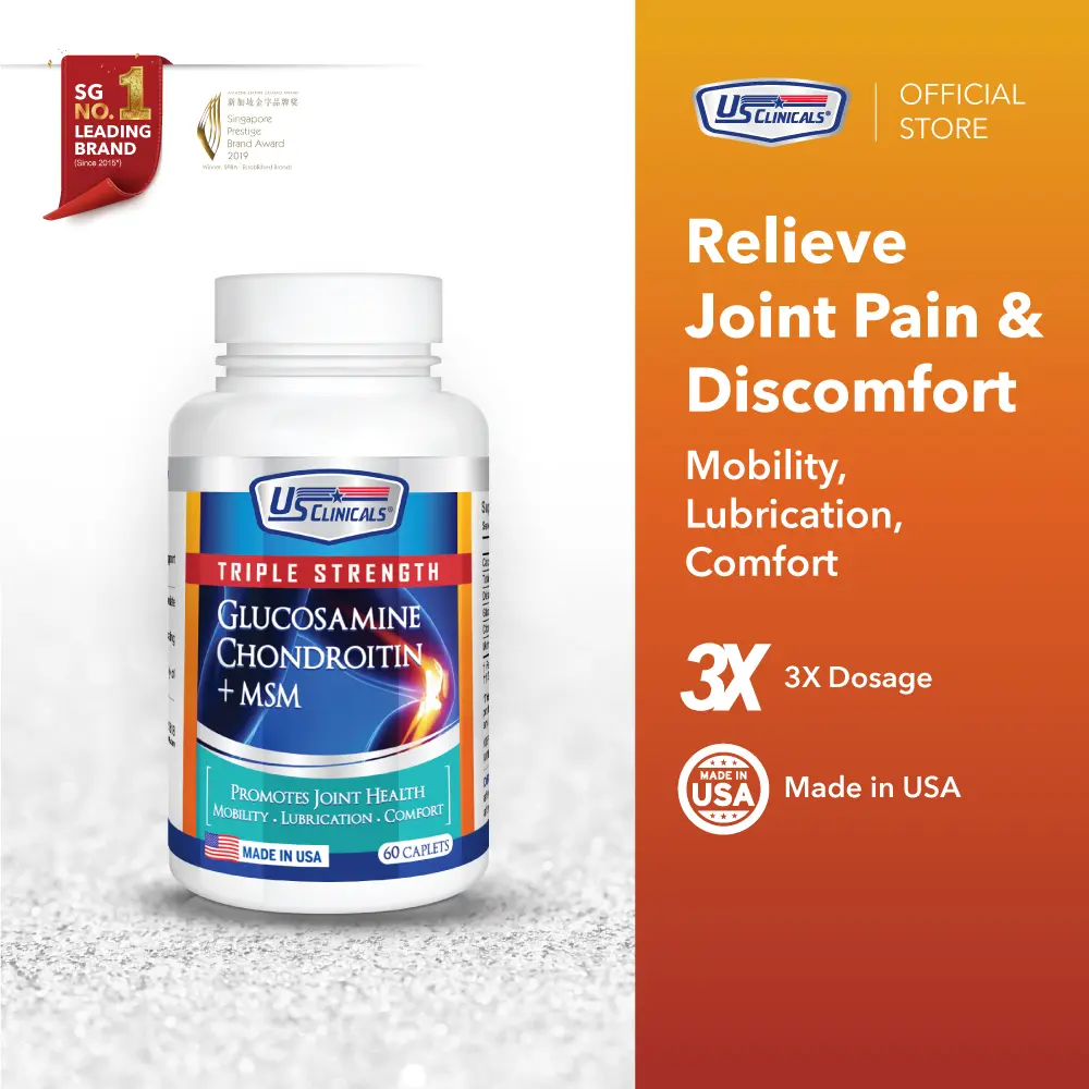 US Clinicals Triple Strength Glucosamine + MSM 90s | To Relieve Joint Pain, Discomforts And Inflammations | Supplement Healthcare Natural Fitness