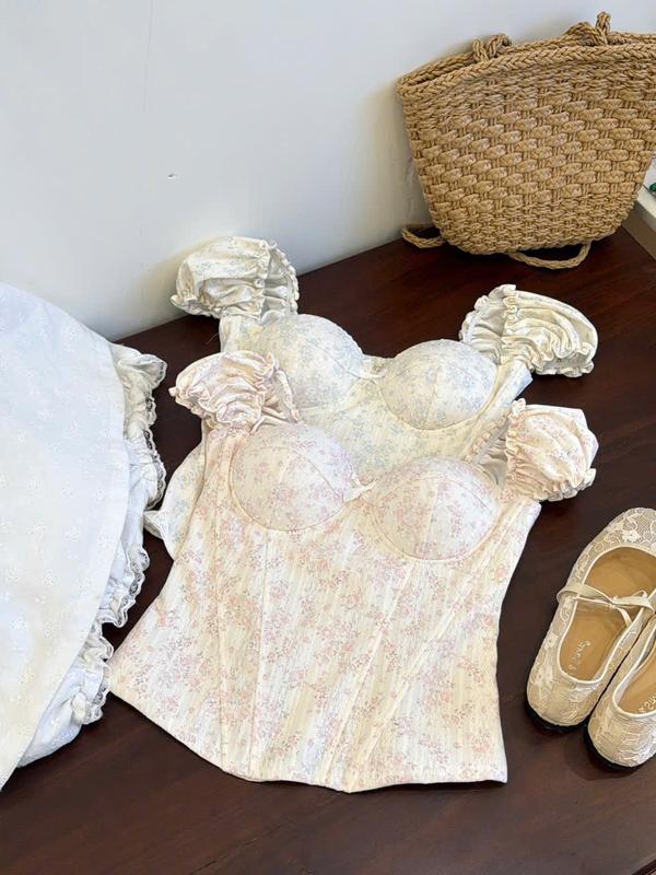  Áo Corset hoa nhí - 4 gọng tay con  form ép keo siêu xinh   Áo corset 111   