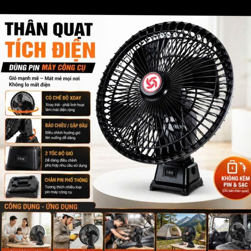 Thân quạt xoay 2 chế độ gió siêu mát tiện lợi khi di chuyển