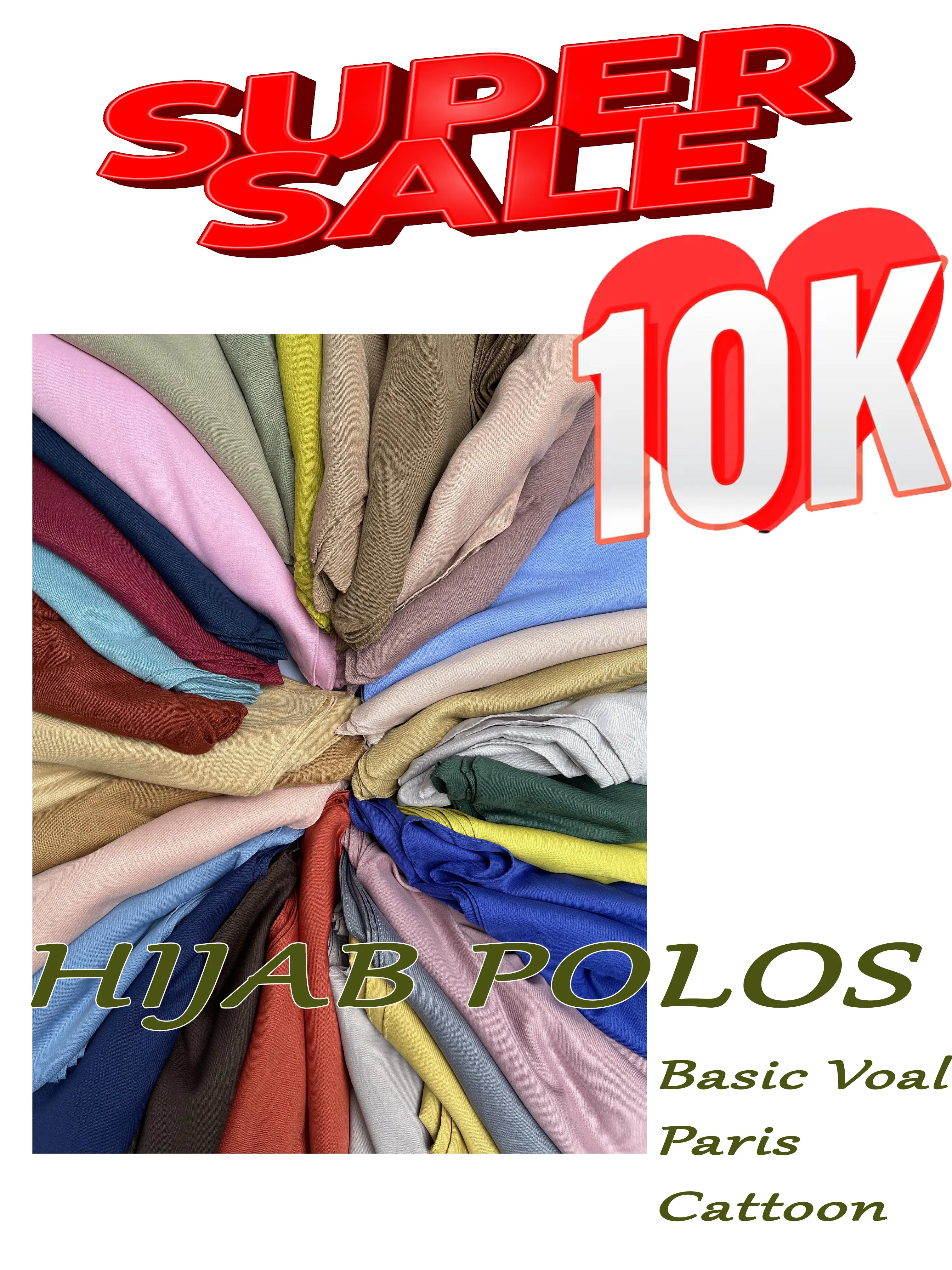 OBRAL HIJAB 10.000 | Besic Voal | Satin | Catton | Paris Square Muslim | Jilbab Segi Empat Nyaman | Kerudung Murah Instan
