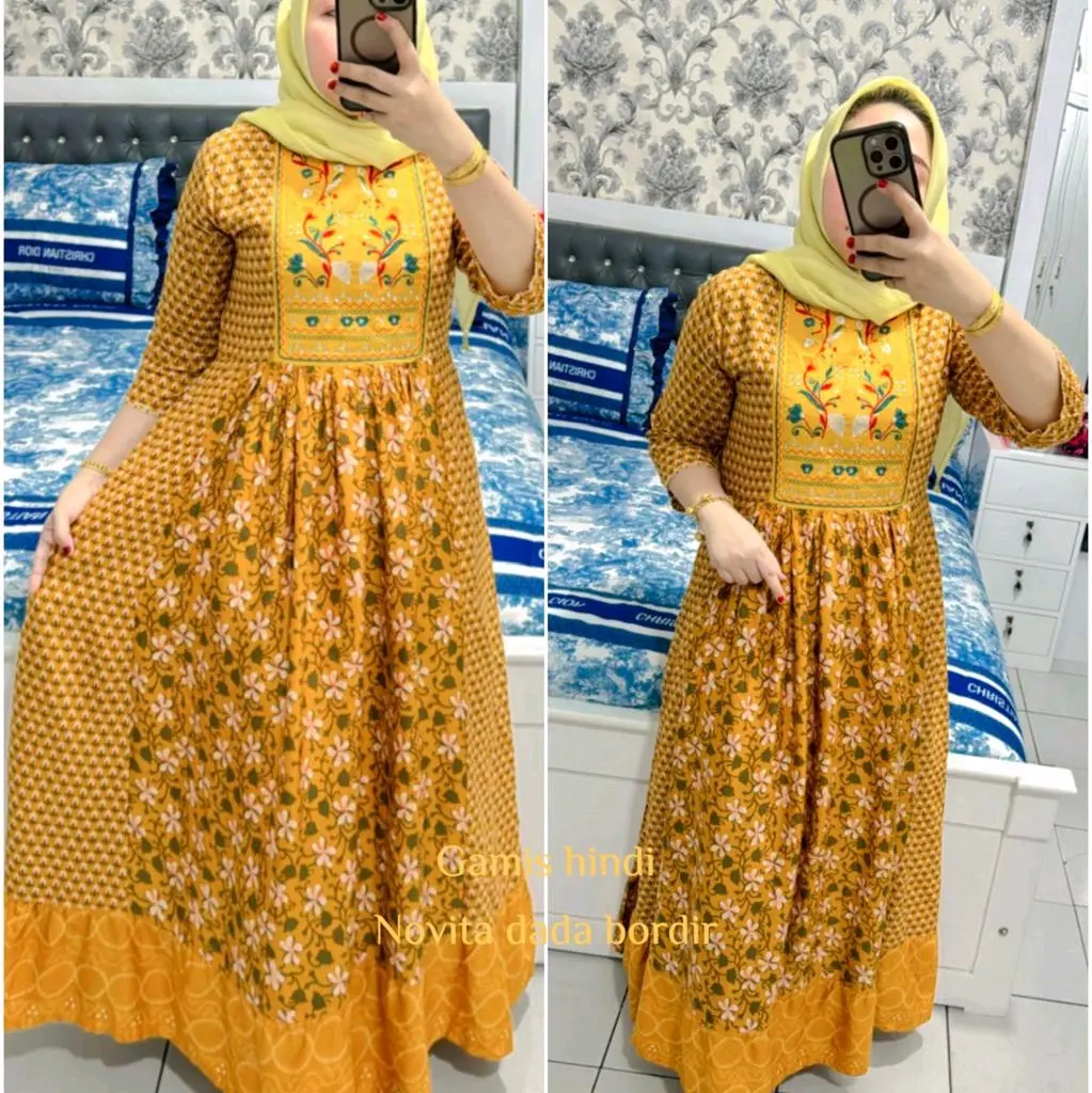 gamis hindi kuning novita