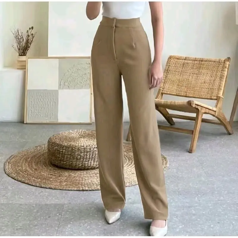 cozie cullote loose pants - celana highwaist panjang wanita kulot rib premium celana panjang  Higwais Melar Anti Kusut   Casual untuk  wanita