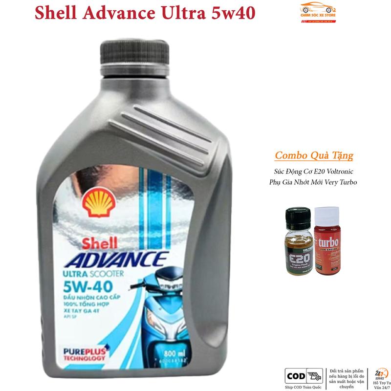  Dầu nhớt shell advance Cho Xe Tay Ga Kèm Quà Gồm 1 Súc Động Cơ E20 Voltronic và 1 Phụ Gia Nhớt Mới Xado Very Turbo 