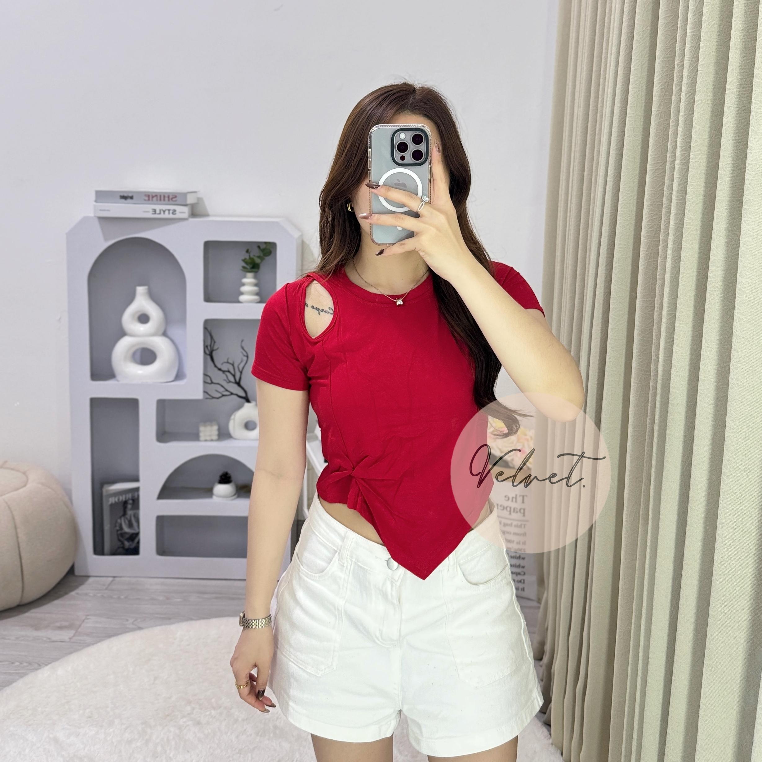 Kaos Polos Asimetris Samping / Atasan Wanita Kerut Samping Lancip 075