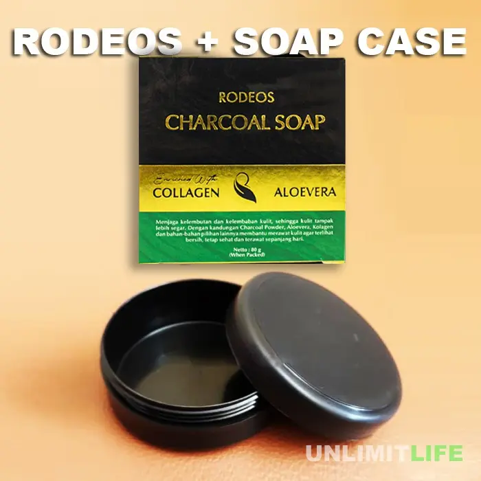 Rodeos Men Paket Charcoal Soap + Soap Case