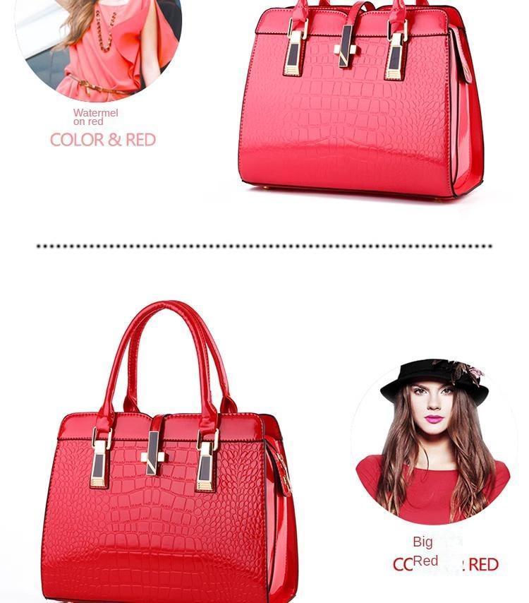 Product Introduction of Women's bag 2023 new spring and summer patent leather light-faced styling bag shoulder messenger bag Japanese and Korean version of the crocodile handbag 8