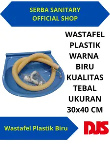 Wastafel plastik warna Biru kualitas tebal ukuran 30 x 40 cm Kran