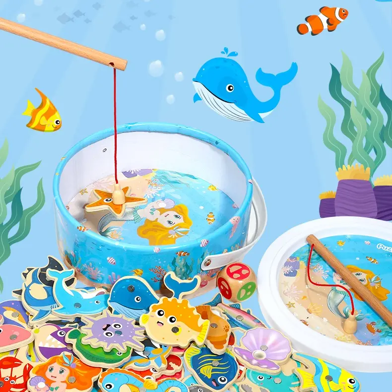 Fishing toy children magnetic fish, boys and girls infants 1-5 years old baby early to teach intelligence and brain
