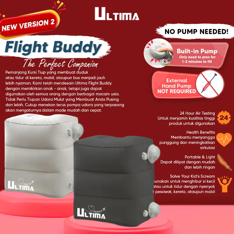 ULTIMA Flight Buddy Inflateable Foot Rest Mirip Plane Pal Jet Kid Blue Abu 0